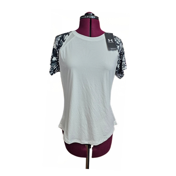 Under Armour Fitted Coolswitch White and Black Short Sleeve Tee Womens - Picture 1 of 7